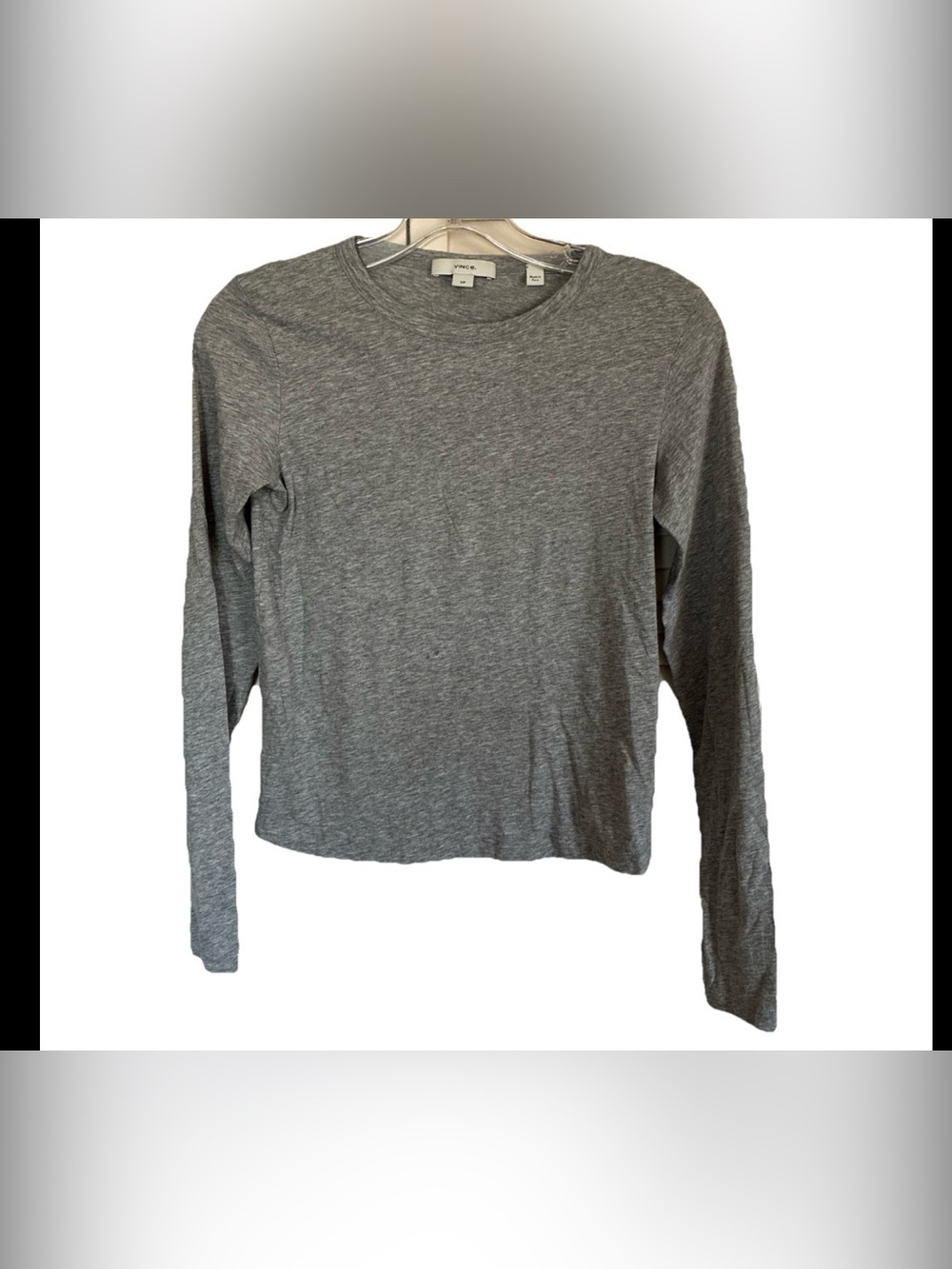 Vince-Woman’s Gray Long Sleeve Crewneck Pima Cotton Tee Sz S EUC